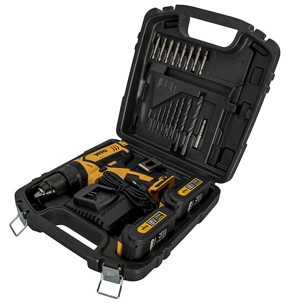 VITO - Perceuse visseuse sans fil 18V VITO + 2 Batteries Lithium 2.0 Ah +18 accessoires + Sac à dos + Mallette VITO - large