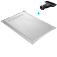 U-TILE - Receveur de douche blanc 100 x 80 cm en résine aspect ardoise - grille caniveau - vignette