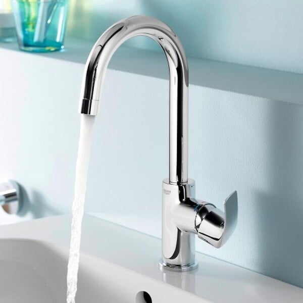 GROHE - Mitigeur lavabo EUROSMART GROHE 23537002 - taille L - col de cygne - chrome - large