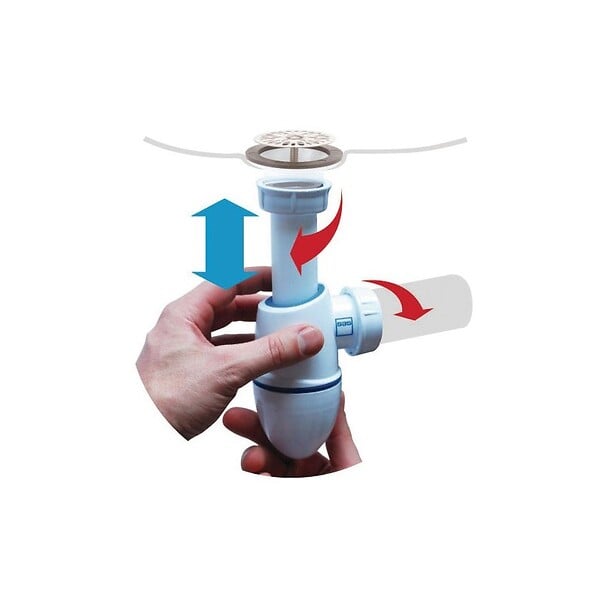 NICOLL - Siphon lavabo à joints intégrés BM211 - Bi-matière - Easyphon - large