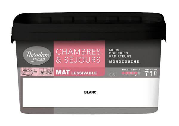 THEODORE PEINTURES - Peinture acrylique Chambres & Sejours - Mat - 2,5L Blanc - large