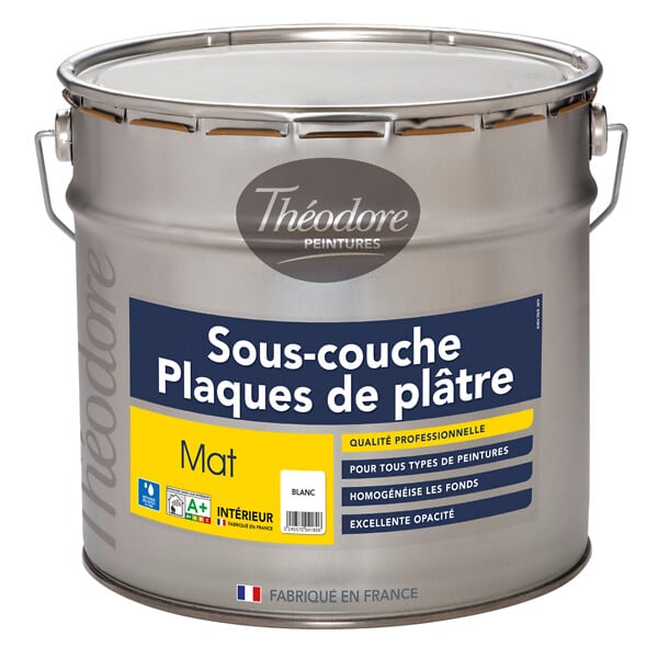 THEODORE PEINTURES - Peinture glycéro blanche - 10L - Mat chaulé - large