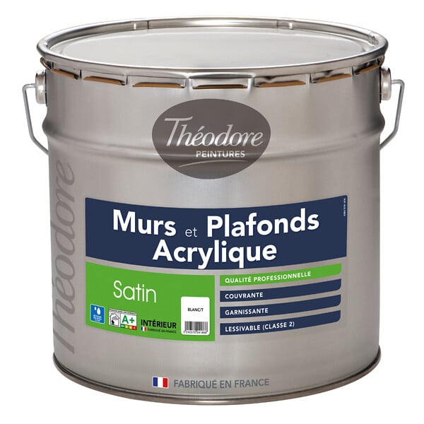 THEODORE PEINTURES - Peinture acrylique velours monocouche - Blanc - 10L - large