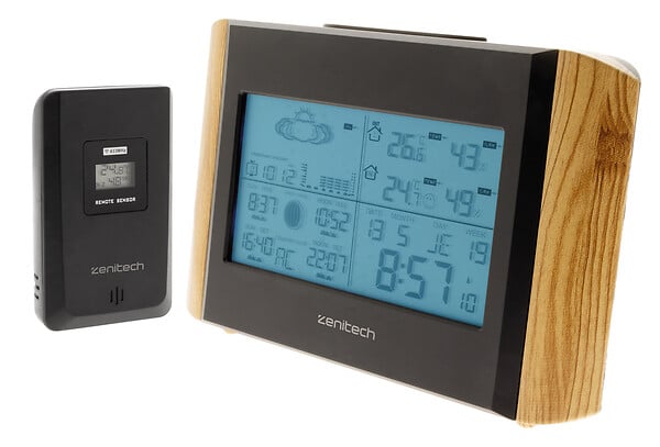 ZENITECH - Station météo effet bois avec capteur sans fil (IP44) - Zenitech - large