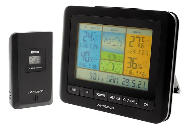 ZENITECH - Station météo couleur avec capteur sans fil (IP44) - Zenitech - large