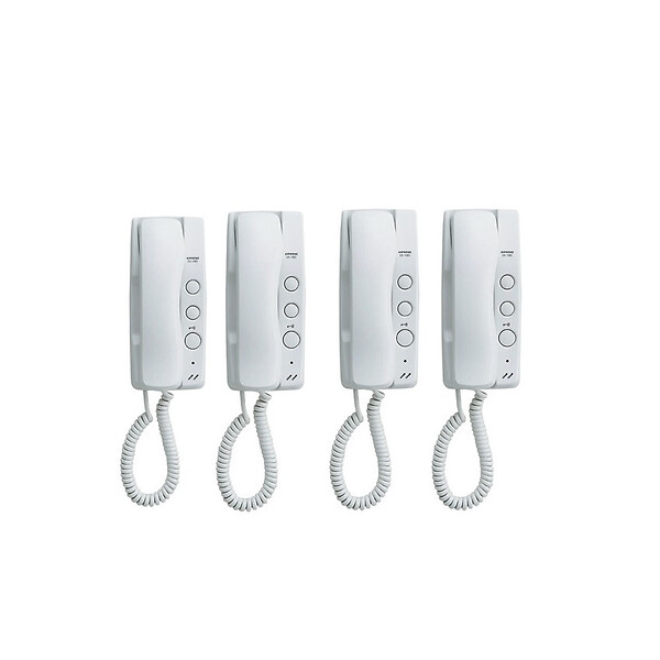 AIPHONE - Kit portier audio 2 fils intégral avec 4 combinés façade alu - Argent - large