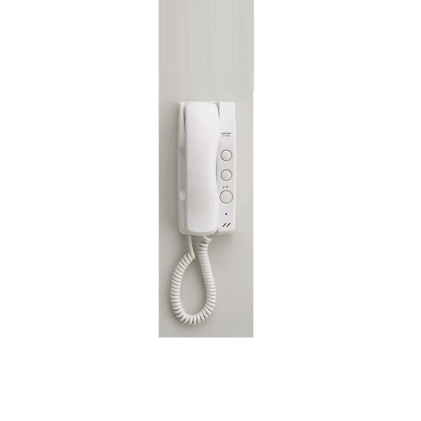 AIPHONE - Poste audio Aiphone avec combiné - 2 fils - 2 boutons de commande - Blanc - large