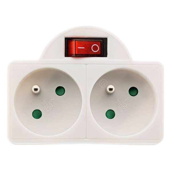 ZENITECH - Multiprise biplite 16A + interrupteur façade - Blanc - Zenitech - large