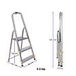 HOSTRÃ–M - Escabeau 3 marches DURA pliable, marchepied léger en aluminium, hauteur plateforme 54cm, pieds antidérapants, charge 150kg, garantie 5 ans Hoström - vignette