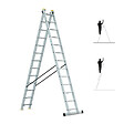 HOSTRÃ–M - Echelle transformable 2 plans StablePro 2x13 marches aluminium extensible coulissante, 3 positions, hauteur travail max 6,55m, garantie 5 ans, Hostrom - vignette