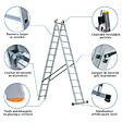 HOSTRÃ–M - Echelle transformable 2 plans StablePro 2x13 marches aluminium extensible coulissante, 3 positions, hauteur travail max 6,55m, garantie 5 ans, Hostrom - vignette