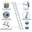 HOSTRÃ–M - Echelle simple StablePro 11 marches en aluminium, légère et durable, hauteur de travail maximale 3,98m, garantie 5 ans, charge maximale 150kg, Hostrom - vignette