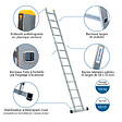 HOSTRÃ–M - Echelle simple StablePro 13 marches en aluminium, légère et durable, hauteur de travail maximale 4,49m, garantie 5 ans, charge maximale 150kg, Hostrom - vignette