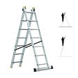 HOSTRÃ–M - Echelle transformable 2 plans StablePro 2x7 marches aluminium extensible coulissante, 3 positions, hauteur travail max 4,25m, garantie 5 ans, Hostrom - vignette