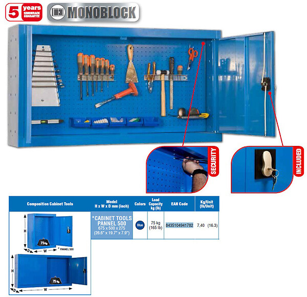 SIMON RACK - SimonRack - Armoire de rangement murale 675x500x275mm Bleu - CABINET TOOLS PANNEL 500 SIMONRACK - large