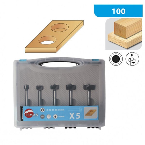 LEMAN - Coffret 5 mèches à façonner LEMAN 100.700.05 - Fond plat - Carbure HM - large