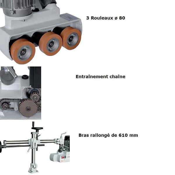LEMAN - Entraineur Monophase 3 Rouleaux D.80mm  Bras de 610mm Leman - large