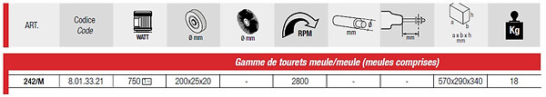 FEMI - Touret à  meuler série industrie 750W 230V Diam 200 mm avec meule 242/M Femi - large