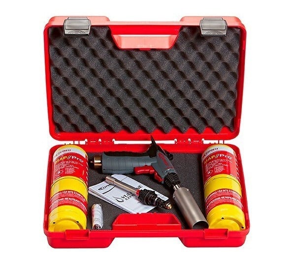 GUILBERT EXPRESS - Valisette rouge Vulcane Express Multi Air Chaud avec lance spécial air chaud + 2 cartouches MAP//Pro + Piezo Guilbert Express - large