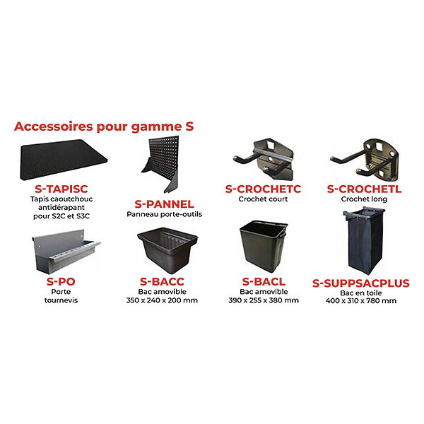 STOCKMAN - Servante 250 kg 3 plat. 680x450 + 1 tiroir + porte S4T Stockman - large