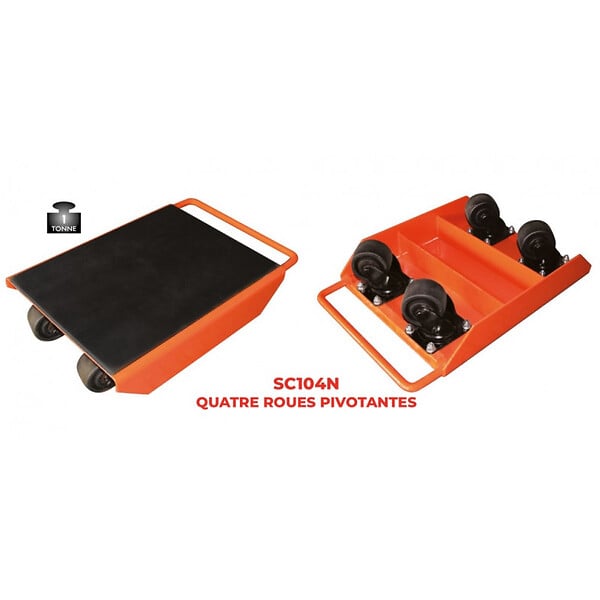 STOCKMAN - Rouleur avec galets pivotants 1T 4 roues pivotantes SC104N Stockman - large