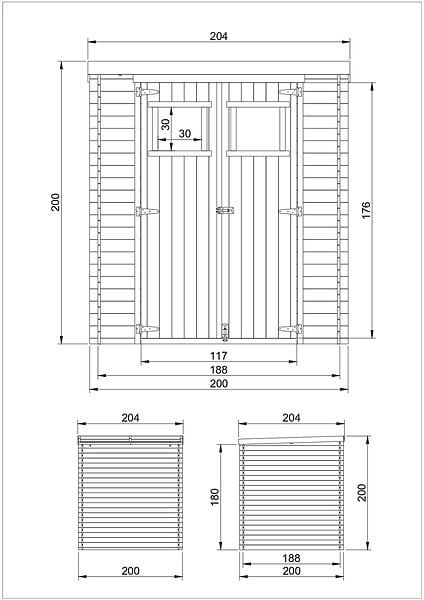 TIMBELA - Abri de jardin en bois - H200 x l204 x L204 cm / 3.53 m2 AVEC SOL TRAITÉ - M309+M309G - large