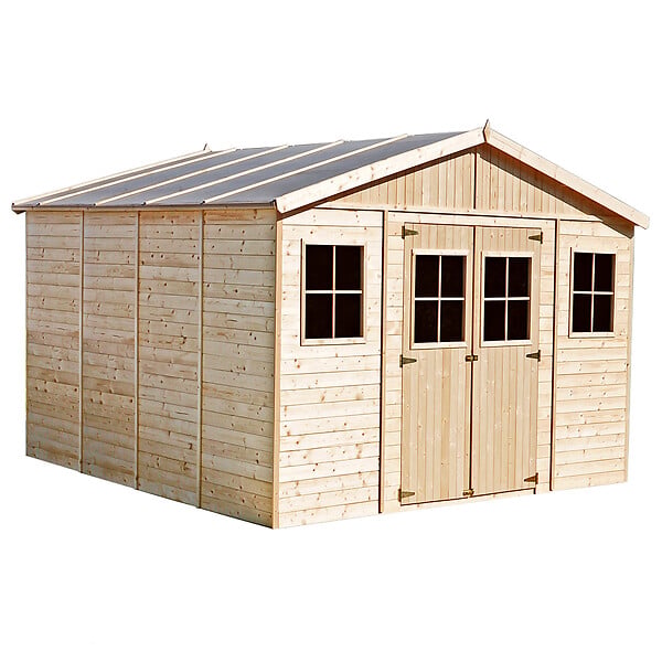 TIMBELA - TIMBELA M330 Abri de Jardin en Bois Naturel - H246 x 418 x 420 cm/ 16 m² - large