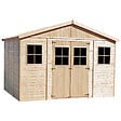 TIMBELA - Abri de jardin en bois H246x418x320 cm/12 m² AVEC PLANCHER IMPRÉGNÉ - M331+M331G - vignette