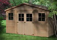TIMBELA - Abri de jardin en bois H246x418x320 cm/12 m² AVEC PLANCHER IMPRÉGNÉ - M331+M331G - vignette