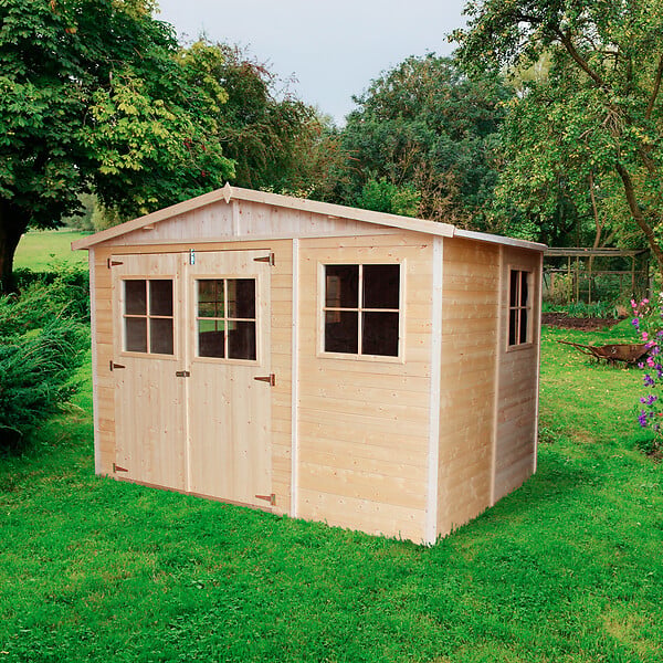 TIMBELA - Abri de jardin en bois H226x318x220 cm / 6 m2 - AVEC LES PLANCHERS IMPRÉGNÉ - M334+M334G - large