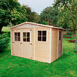 TIMBELA - Abri de jardin en bois H226x318x220 cm / 6 m2 - AVEC LES PLANCHERS IMPRÉGNÉ - M334+M334G - vignette