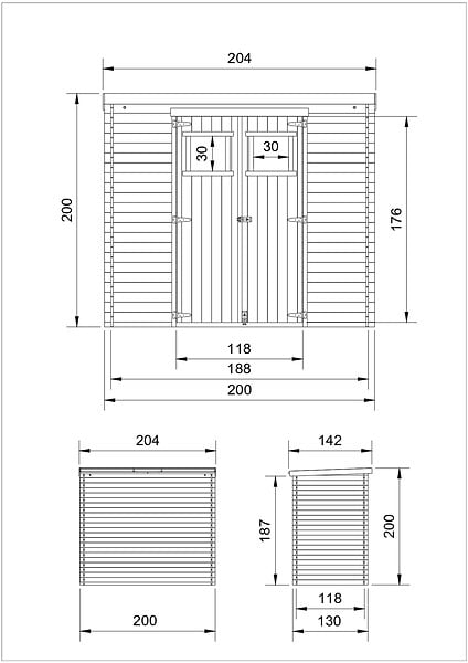 TIMBELA - TIMBELA M311+M311G Abri de jardin en bois l204xL142xH200cm / 2.22m2 AVEC SOL TRAITÉ - large