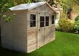 TIMBELA - Abri de jardin en bois H246x418x220 cm/8 m² - PLUS LES PLANCHERS IMPRÉGNÉ - M332+M332G - vignette