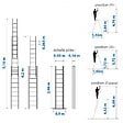 HOSTRÃ–M - Echelle transformable 3 plans StablePro 3x9 marches aluminium extensible coulissante, 6 positions, hauteur travail max 6,10m, garantie 5 ans, Hostrom - vignette