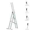 HOSTRÃ–M - Echelle transformable 3 plans StablePro 3x11 marches aluminium extensible coulissante, 6 positions, hauteur travail max 6,31m, garantie 5 ans, Hostrom - vignette
