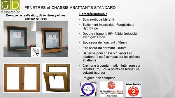 GD - Fenêtre Bois 1 Vantail H75 x L40 - Fenêtre de toit - Rue du Commerce