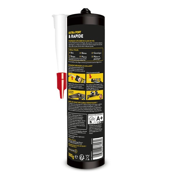 PATTEX - Colle fixation Ni clous ni vis Extra Fort et Rapide - 380g - large