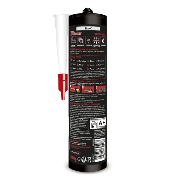 PATTEX - Colle de fixation - Ni clou Ni vis - Blanc - 460 g - large
