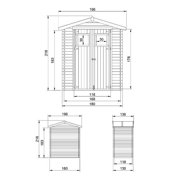 TIMBELA - TIMBELA M367+M367G Abri de jardin en bois I196xL136xH218 cm/ 1.98 m2 AVEC SOL TRAITÉ - large
