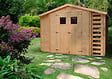 TIMBELA - Abri de jardin en bois et range bûches AVEC SOL TRAITÉ I206xL328xH218 cm/ 5,41 m2 - M389+M389G - vignette