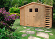 TIMBELA - Abri de jardin en bois et range bûches I206xL328xH218 cm / 5,41 m2 - M389 - vignette