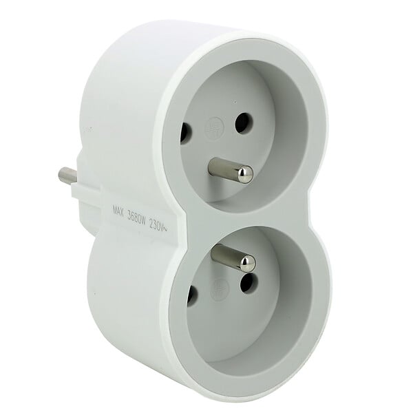 LEGRAND - Fiche multiprise 2 prises frontales - Blanc et gris - large