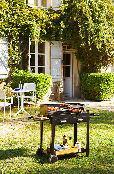 Barbecue charbon bois grilles 134x49.5x93.5cm - large