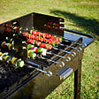 Barbecue charbon bois grilles 134x49.5x93.5cm - vignette