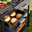 Barbecue charbon bois grilles 134x49.5x93.5cm - vignette