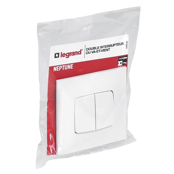 LEGRAND - Double interrupteur va-et-vient Neptune 10A - Blanc - large