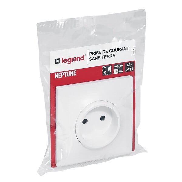 LEGRAND - Prise de courant sans terre Neptune - Blanc - 16A - large
