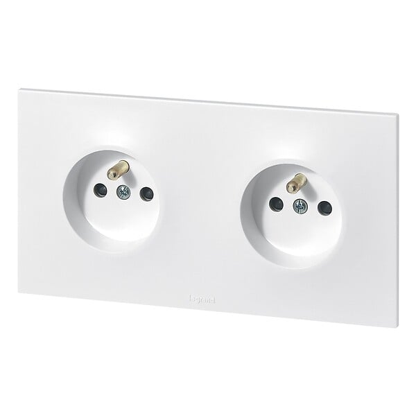 LEGRAND - Double prise de courant avec terre précâblée Neptune - Blanc - 16A - large
