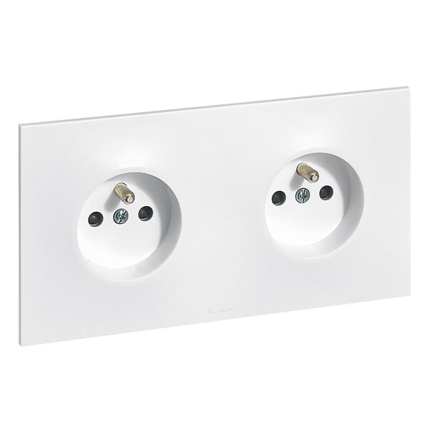 LEGRAND - Double prise de courant avec terre précâblée Neptune - Blanc - 16A - large