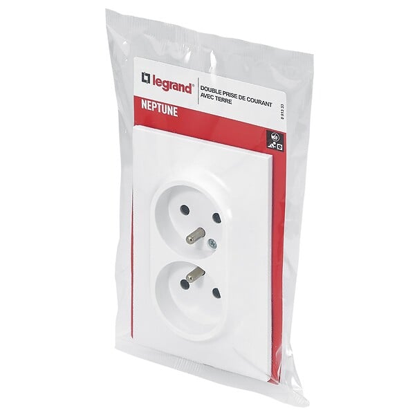 LEGRAND - Double prise de courant avec terre PVC Neptune Blanc 16A - large